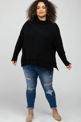 Black Soft Knit Dolman Sleeve Cowl Neck Maternity Plus Top