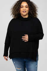 Black Soft Knit Dolman Sleeve Cowl Neck Maternity Plus Top