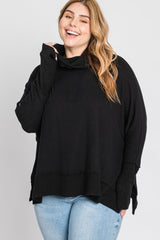 Black Soft Knit Dolman Sleeve Cowl Neck Maternity Plus Top