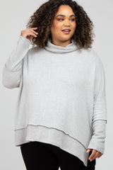 Heather Grey Soft Knit Dolman Sleeve Cowl Neck Maternity Plus Top