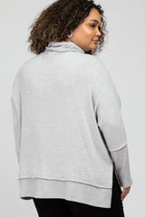 Heather Grey Soft Knit Dolman Sleeve Cowl Neck Maternity Plus Top