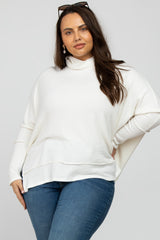 Ivory Soft Knit Dolman Sleeve Cowl Neck Plus Top