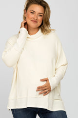 Ivory Soft Knit Dolman Sleeve Cowl Neck Maternity Plus Top