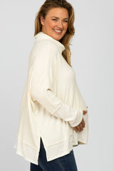 Ivory Soft Knit Dolman Sleeve Cowl Neck Maternity Plus Top