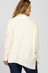 Ivory Soft Knit Dolman Sleeve Cowl Neck Maternity Plus Top