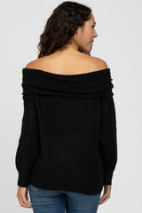 Black Off Shoulder Foldover Sweater