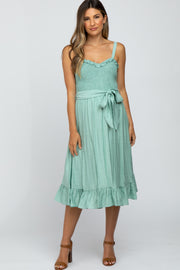 Mint Green Ruffle Smocked Maternity Dress