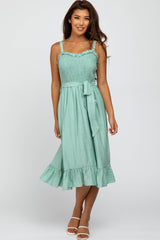 Mint Green Ruffle Smocked Maternity Dress