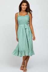 Mint Green Ruffle Smocked Dress