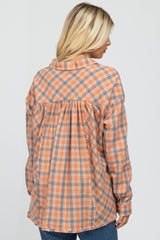 Faded Orange Plaid Button Down Top