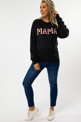 Black Checkered Mama Maternity Sweatshirt