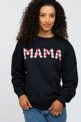 Black Checkered Mama Maternity Sweatshirt