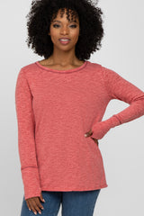 Red Heathered Long Sleeve Top