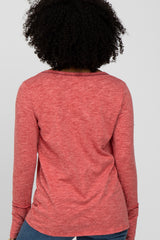 Red Heathered Long Sleeve Top