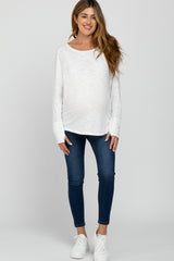 Ivory Heathered Maternity Long Sleeve Top