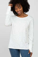 Ivory Heathered Long Sleeve Top