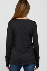 Black Heathered Maternity Long Sleeve Top