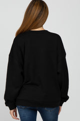 Black Soft Fuzzy Lining Maternity Sweatshirt