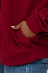 Burgundy Soft Fuzzy Lining Sweatshirt