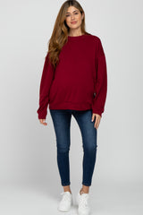 Burgundy Soft Fuzzy Lining Maternity Sweatshirt