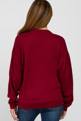 Burgundy Soft Fuzzy Lining Maternity Sweatshirt