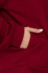 Burgundy Soft Fuzzy Lining Maternity Sweatshirt