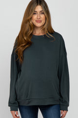 Charcoal Soft Fuzzy Lining Maternity Sweatshirt