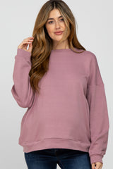 Mauve Soft Fuzzy Lining Maternity Sweatshirt