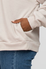 Beige Soft Fuzzy Lining Sweatshirt