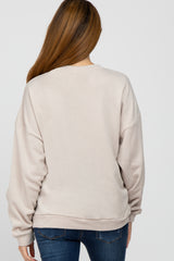 Beige Soft Fuzzy Lining Maternity Sweatshirt