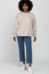 Beige Soft Fuzzy Lining Sweatshirt