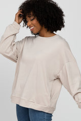 Beige Soft Fuzzy Lining Sweatshirt