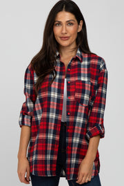 Red Plaid Oversized Top