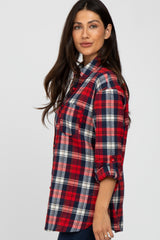 Red Plaid Oversized Top