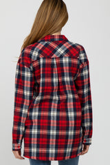 Red Plaid Oversized Maternity Top