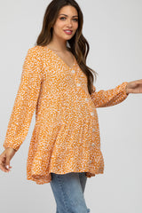 Orange Animal Print Babydoll Maternity Tunic Top