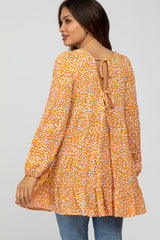 Orange Animal Print Babydoll Maternity Tunic Top