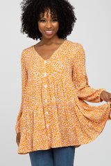 Orange Animal Print Babydoll Maternity Tunic Top