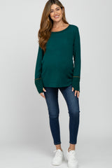 Forest Green Brushed Maternity Long Sleeve Top