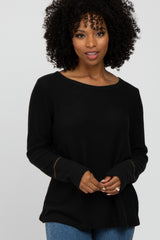 Black Brushed Long Sleeve Top