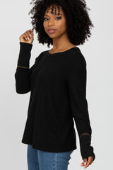 Black Brushed Long Sleeve Top