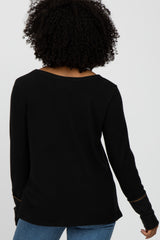 Black Brushed Long Sleeve Top