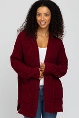 Burgundy Chunky Knit Cardigan