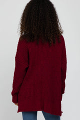 Burgundy Chunky Knit Cardigan