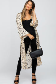 Cream Animal Print Side Slit Maternity Cover Up