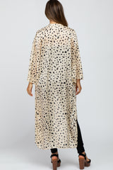 Cream Animal Print Side Slit Maternity Cover Up