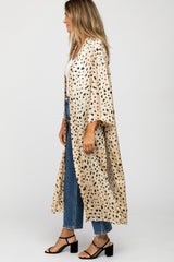 Cream Animal Print Side Slit Cover Up