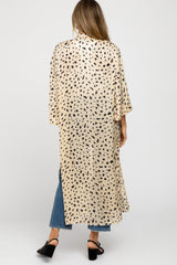 Cream Animal Print Side Slit Cover Up