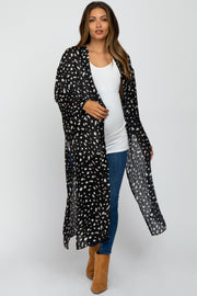 Black Animal Print Side Slit Maternity Cover Up