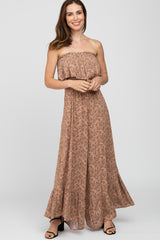 Mocha Floral Sleeveless Wide Leg Jumpsuit